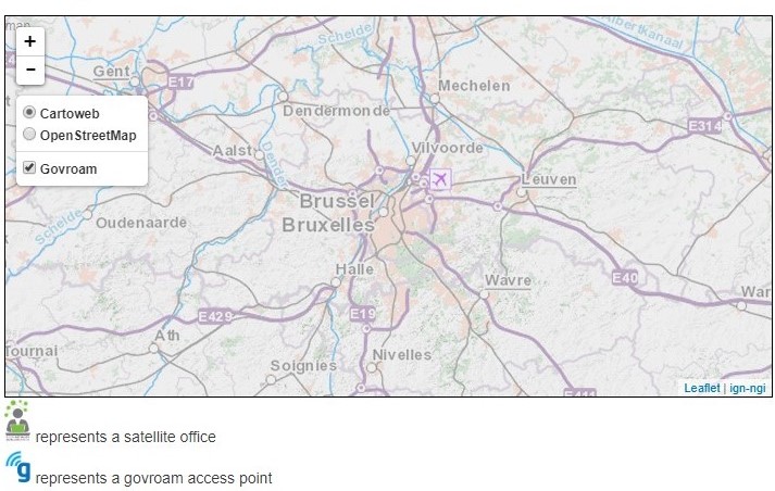 Map showing all the locations where govroam is available