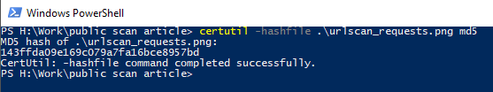 Commando in Powershell om de hash van een bestand te verkrijgen