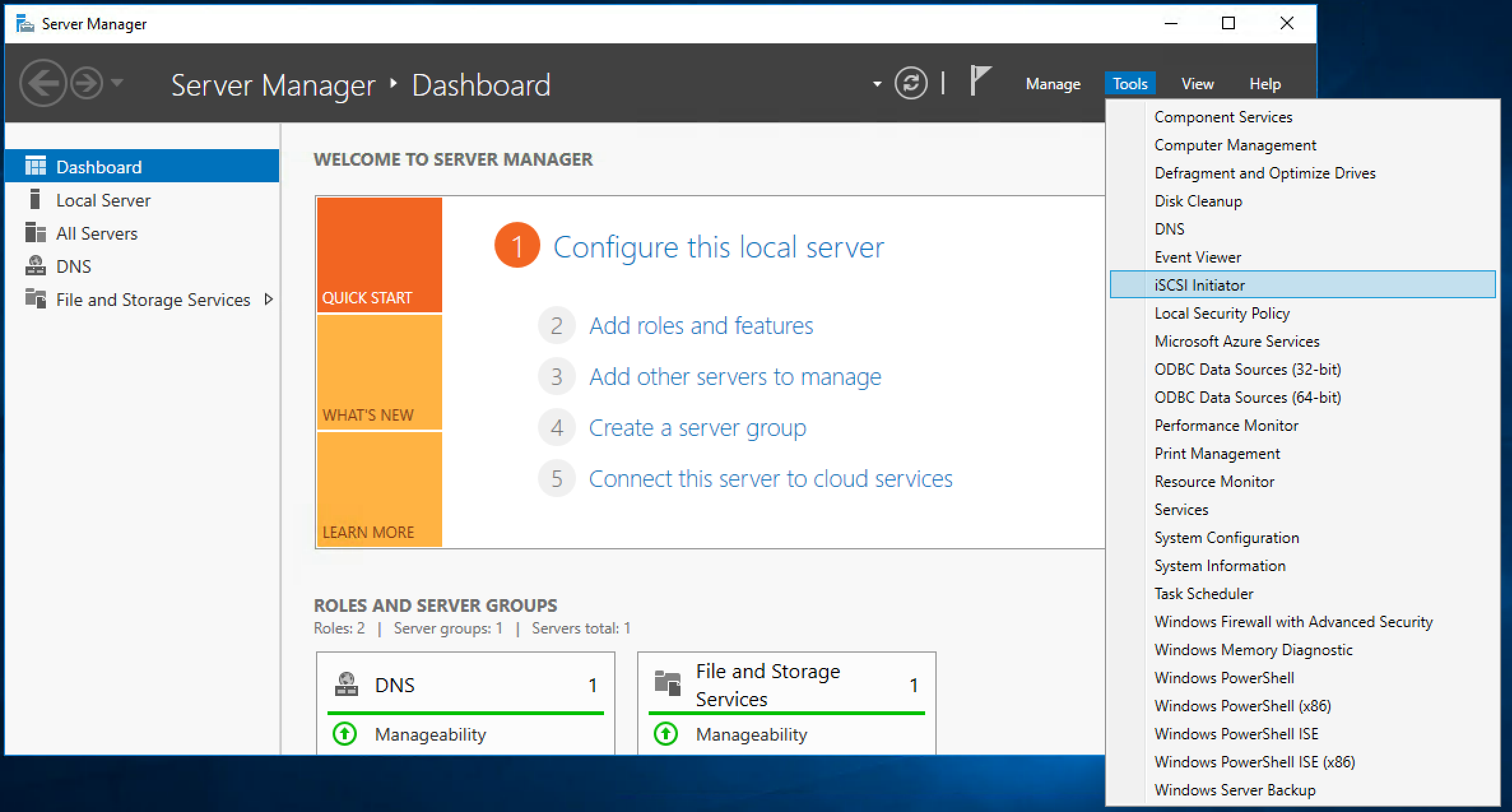 dashboard configuration local server