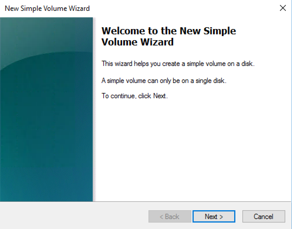 New Simple Volume Wizard