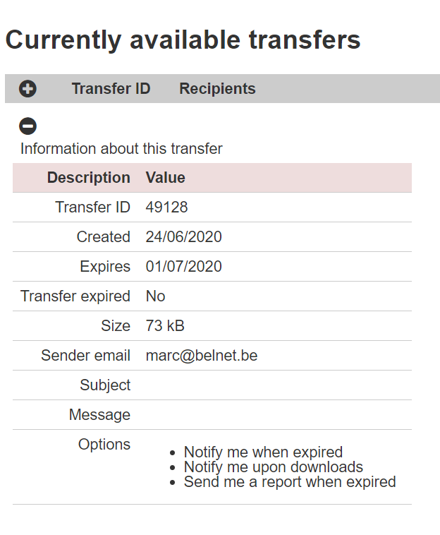 Current available transfers