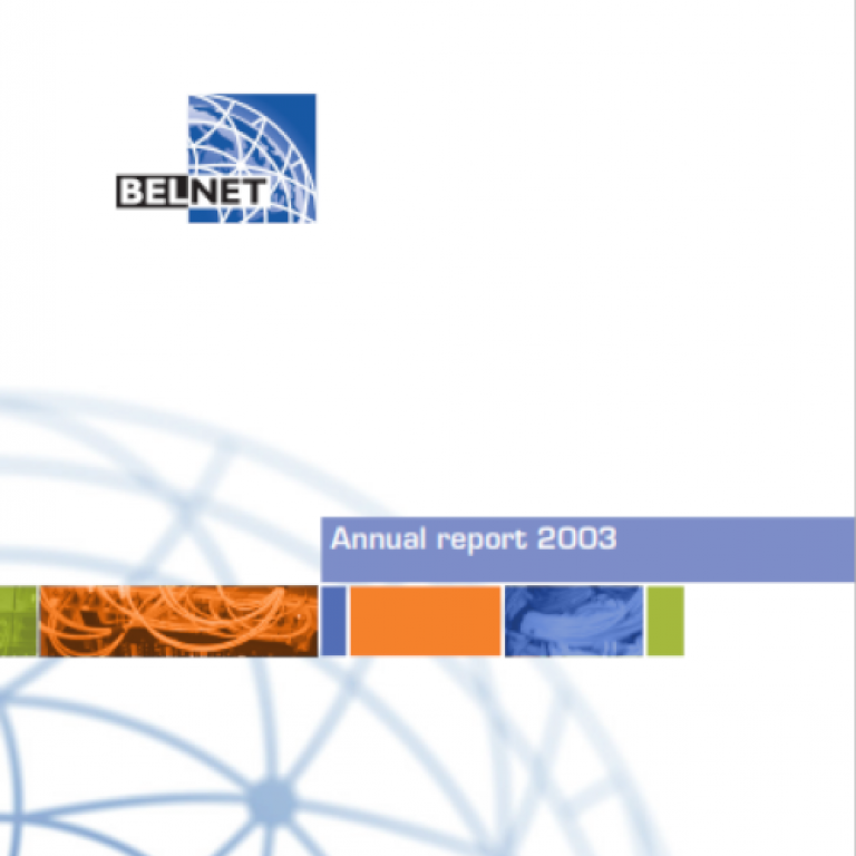Cover of the 2003 annual report representing a network in an abstract way.