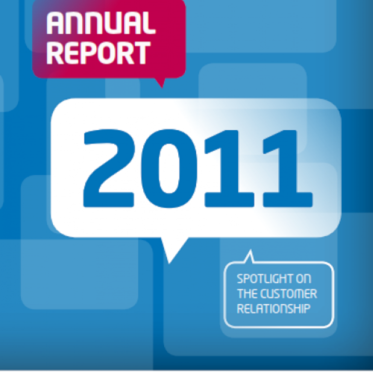 Cover of the 2011 annual report showing a rectangular phylactery in which is the number 2011.