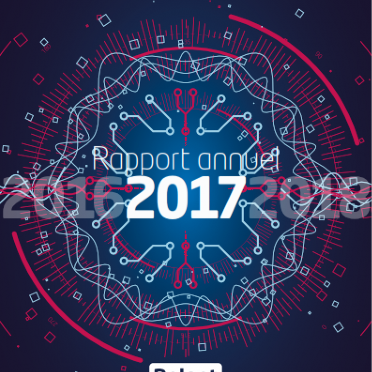 Couverture du rapport annuel 2017. Image abstraite représentant des connections réseaux.