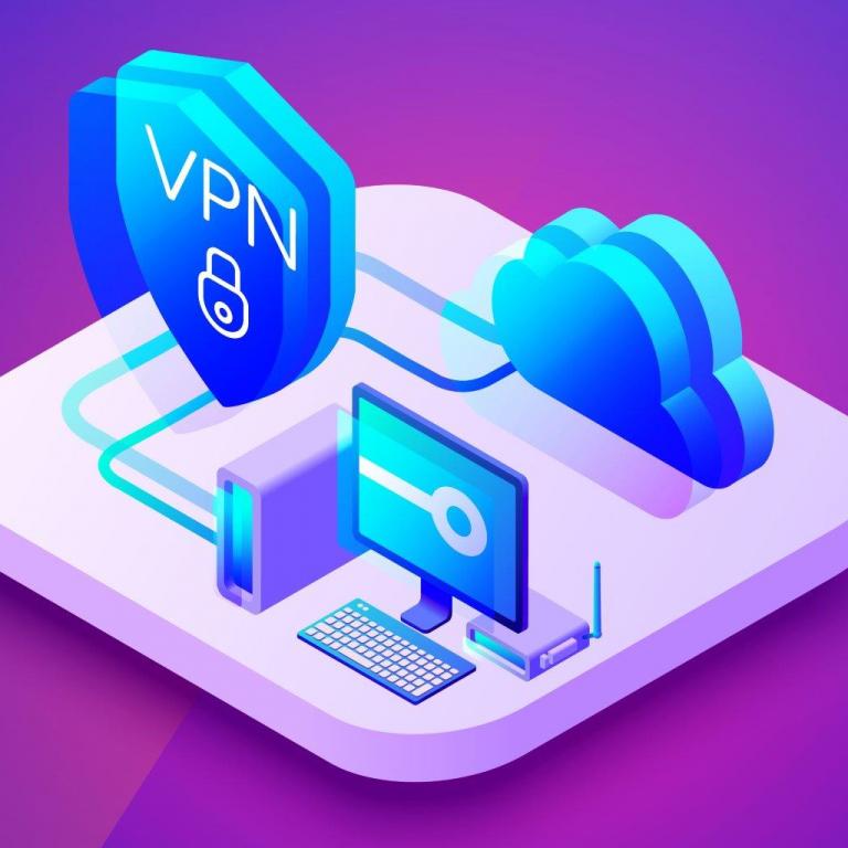 plate-forme blanche avec pc, cloud et connexion VPN