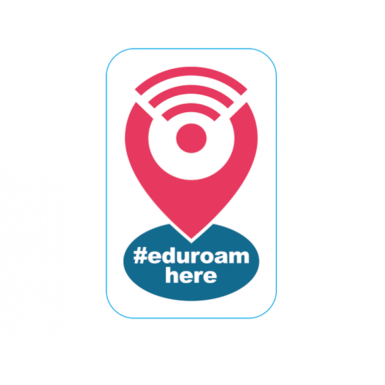 autocollant eduroam avec le texte #eduroamhere