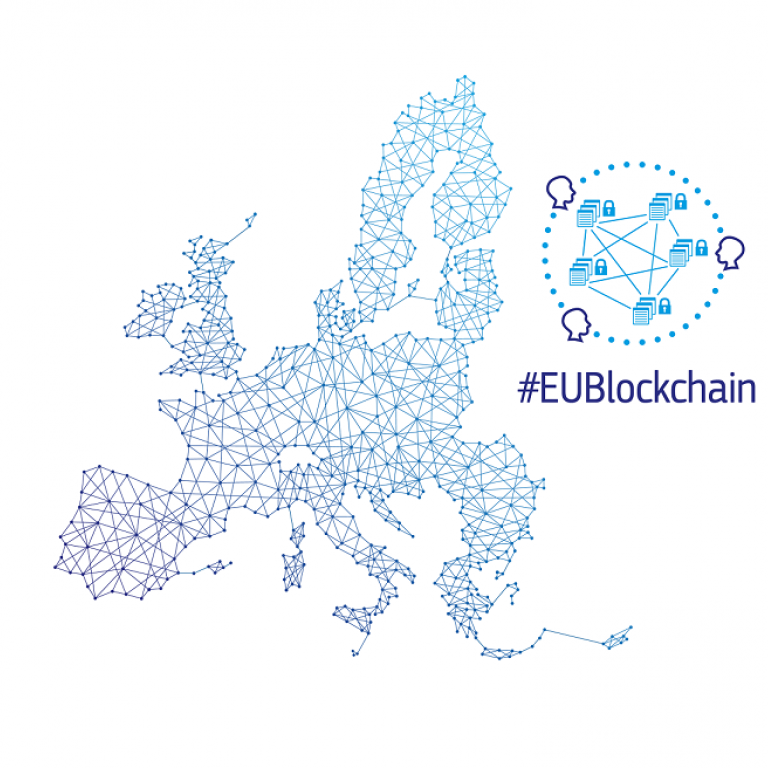 Carte de l'Europe illustrant la blockchain européenne