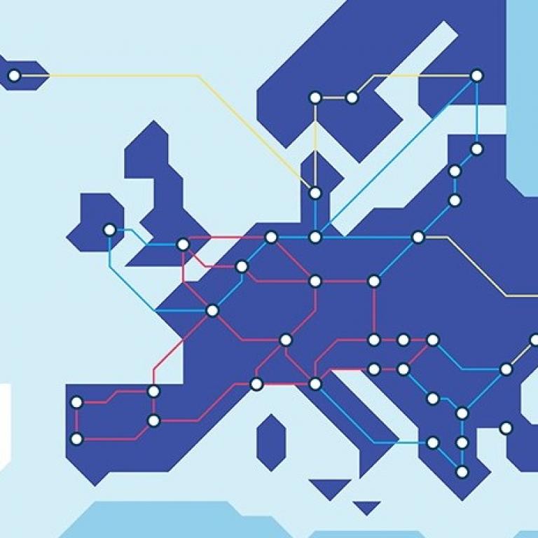  Kaart van Europa met de huidige GÉANT netwerkverbindingen